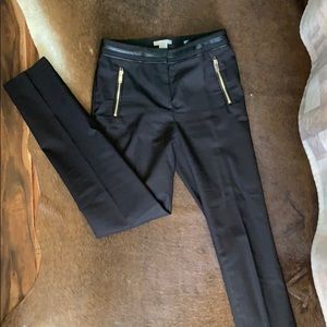 H&M Black dress pants with “leather” detail
